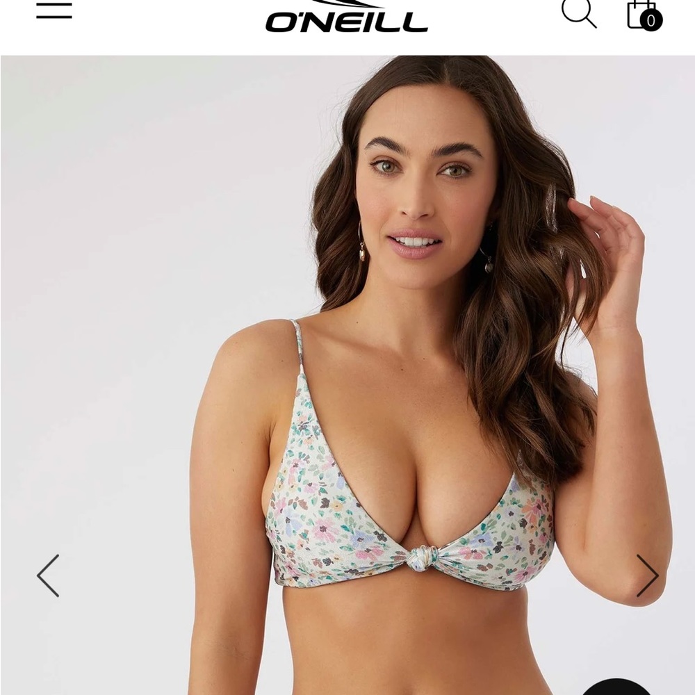 NWT! O’Neill Maggie Ditsy Metallic Shine Bikini Top Size Medium